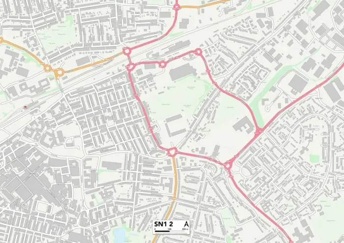 Gerahmter Druck : Swindon SN12 Karte Gerahmter Druck : Swindon SN12 Karte