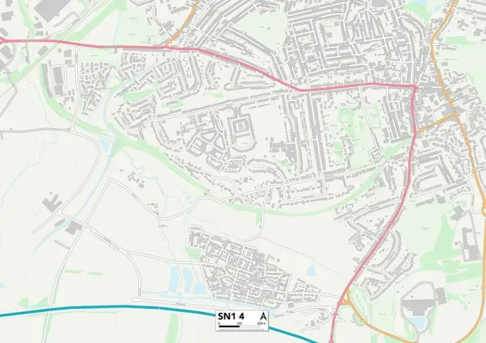 Gerahmter Druck : Swindon SN1 4 Karte Gerahmter Druck : Swindon SN1 4 Karte