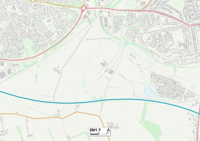 Gerahmter Druck : Swindon SN1 7 Karte Gerahmter Druck : Swindon SN1 7 Karte