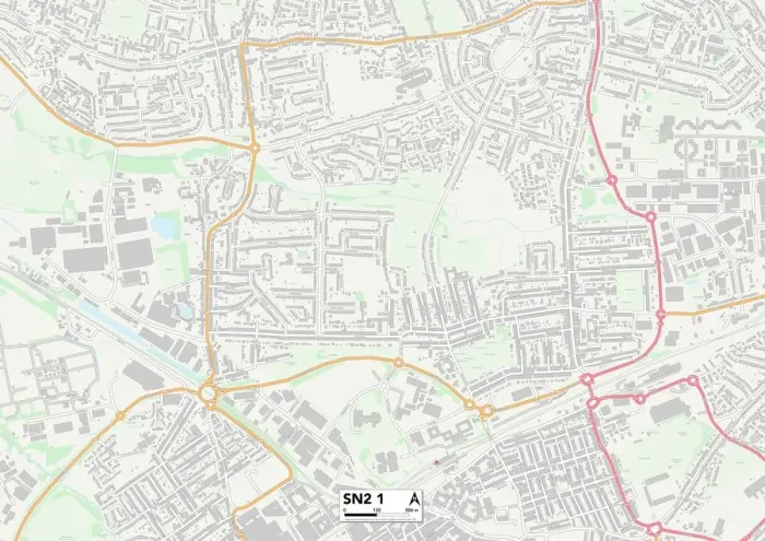 Gerahmter Druck : Swindon SN21 Karte Gerahmter Druck : Swindon SN21 Karte