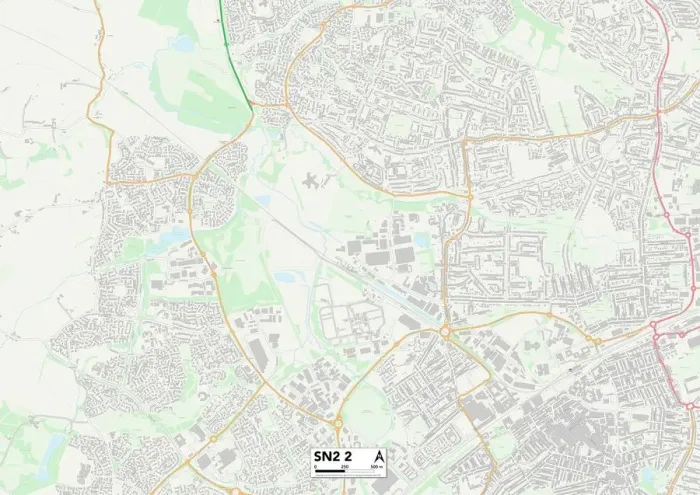 Gerahmter Druck : Swindon SN22 2 Karte Gerahmter Druck : Swindon SN22 2 Karte