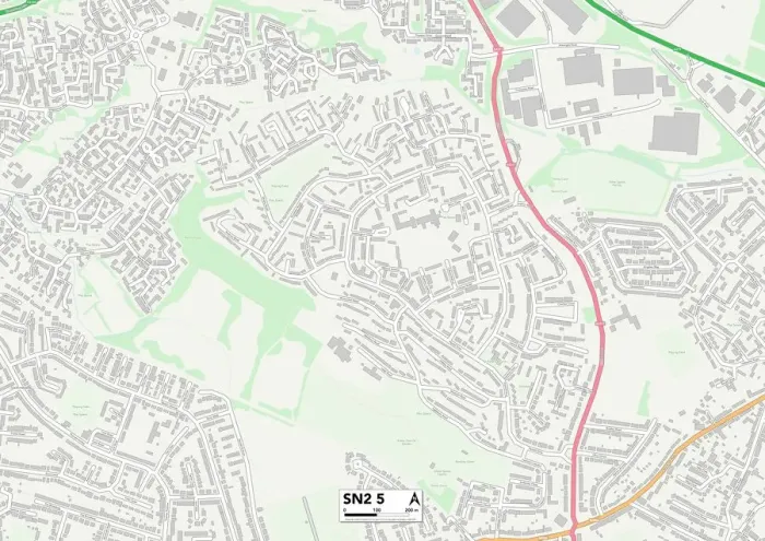 Gerahmter Druck : Swindon SN2 5 Karte Gerahmter Druck : Swindon SN2 5 Karte