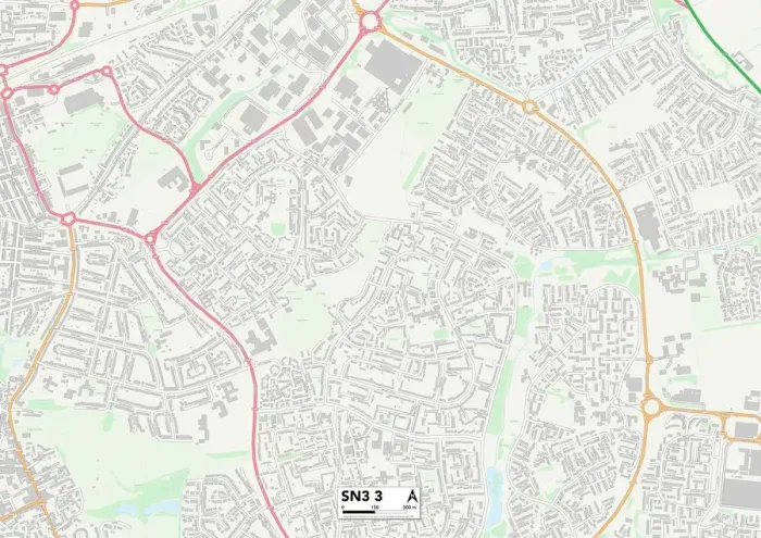 Gerahmter Druck : Swindon SN3 3 Karte Gerahmter Druck : Swindon SN3 3 Karte
