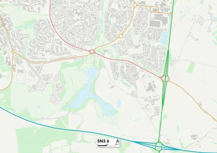 Gerahmter Druck : Swindon SN3 6 Karte Gerahmter Druck : Swindon SN3 6 Karte