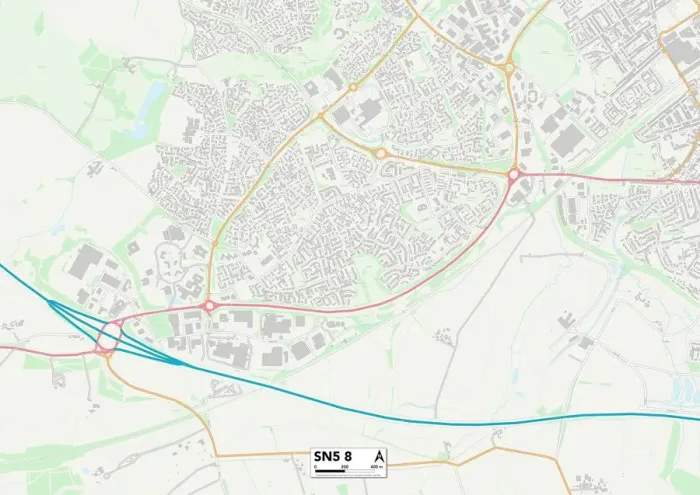 Gerahmter Druck : Swindon SN5 8 Karte Gerahmter Druck : Swindon SN5 8 Karte