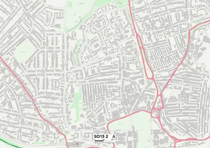 Gerahmter Druck : Südhampton SO15 2 Karte Gerahmter Druck : Südhampton SO15 2 Karte