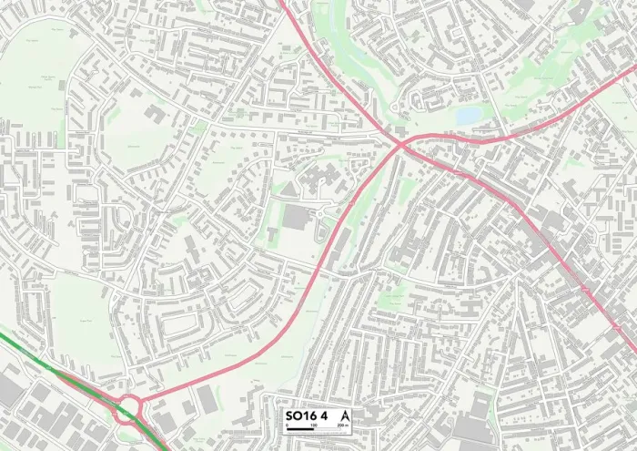 Gerahmter Druck : Südhampton SO16 4 Karte Gerahmter Druck : Südhampton SO16 4 Karte