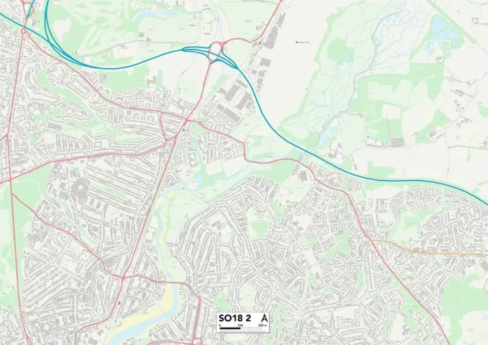 Gerahmter Druck : Südhampton SO18 2 Karte Gerahmter Druck : Südhampton SO18 2 Karte