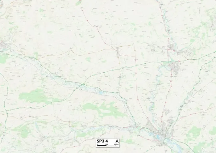 Gerahmter Druck : Wiltshire, Spitzkeil, Postleitzahl 4 Karte Gerahmter Druck : Wiltshire, Spitzkeil, Postleitzahl 4 Karte