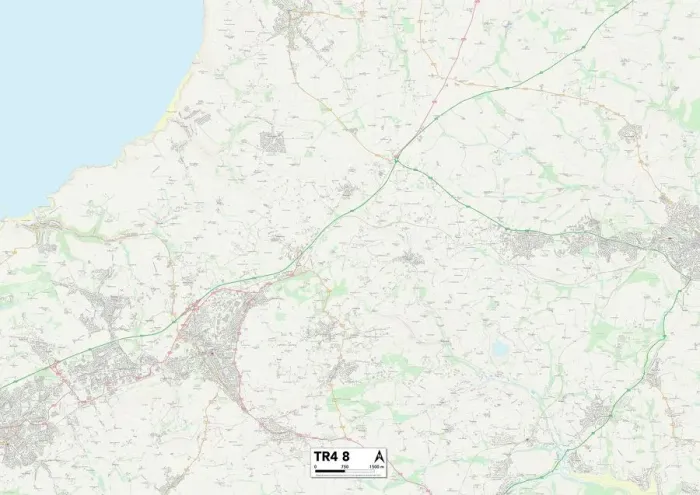 Gerahmter Druck : Kornwal TR4 8 Karte Gerahmter Druck : Kornwal TR4 8 Karte