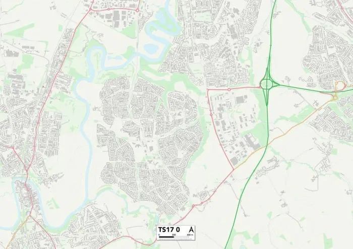Gerahmter Druck : Stockton-on-Tees TS17 0 Karte Gerahmter Druck : Stockton-on-Tees TS17 0 Karte