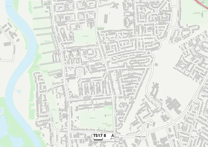 Gerahmter Druck : Stockton-on-Tees TS17 8 Karte Gerahmter Druck : Stockton-on-Tees TS17 8 Karte