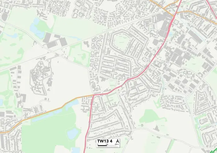Gerahmter Druck : Hounslow TW13 4 Karte