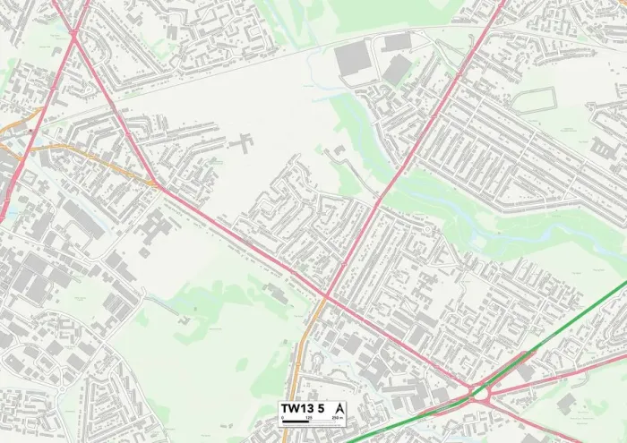 Gerahmter Druck : Hounslow TW13 5 Karte Gerahmter Druck : Hounslow TW13 5 Karte
