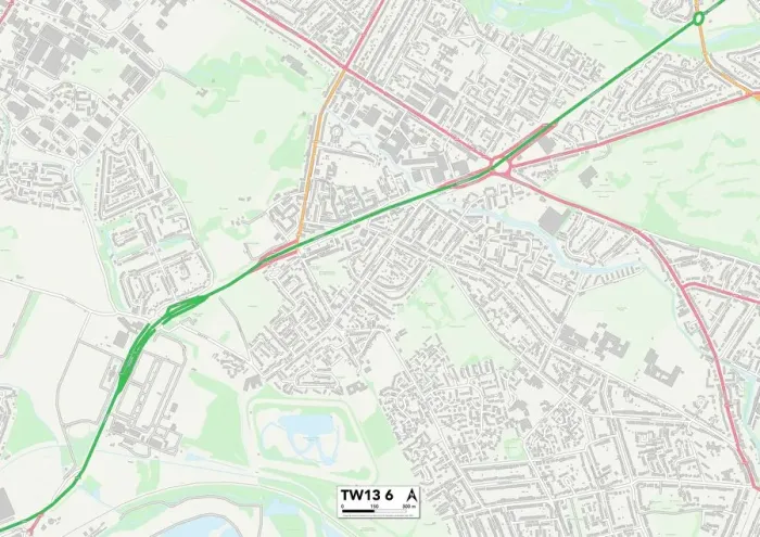 Gerahmter Druck : Hounslow TW13 6 Karte Gerahmter Druck : Hounslow TW13 6 Karte