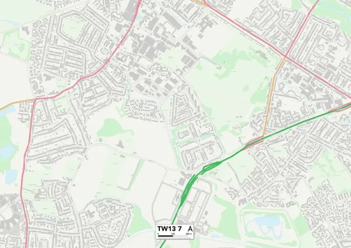 Gerahmter Druck : Hounslow TW13 7 Karte