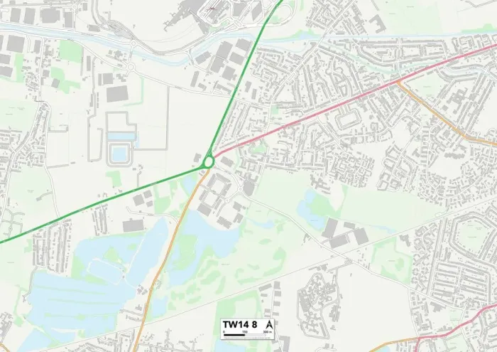Gerahmter Druck : Hounslow TW14 8 Karte