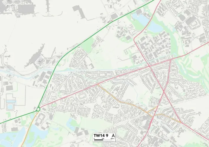 Gerahmter Druck : Hounslow TW14 9 Karte Gerahmter Druck : Hounslow TW14 9 Karte