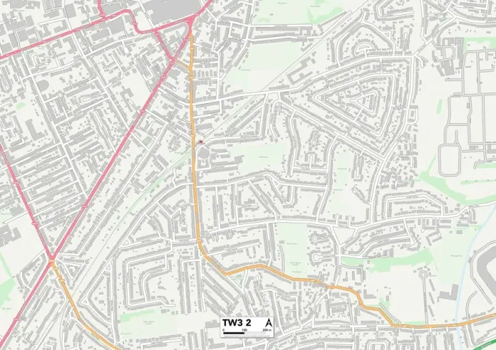Gerahmter Druck : Hounslow TW3 2 Karte