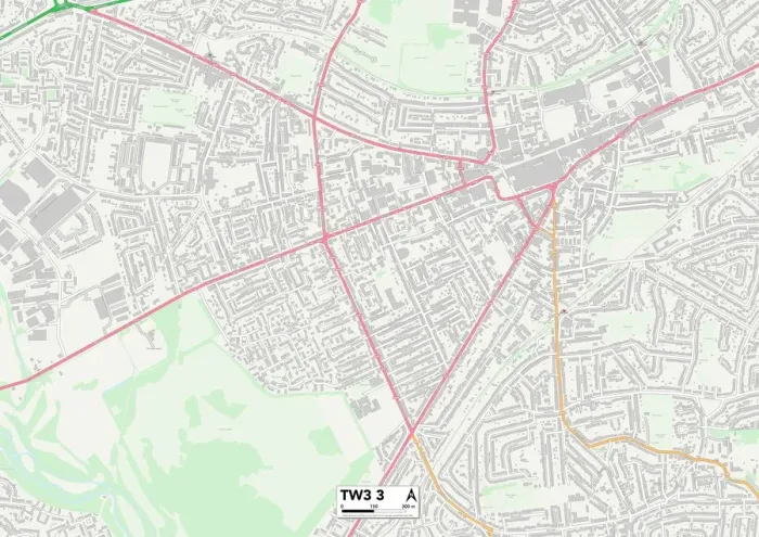 Gerahmter Druck : Hounslow TW3 3 Karte