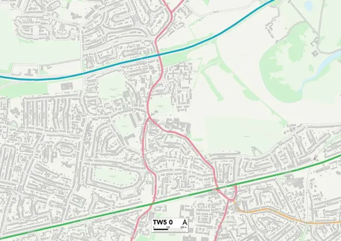 Gerahmter Druck : Hounslow TW5 0 Karte