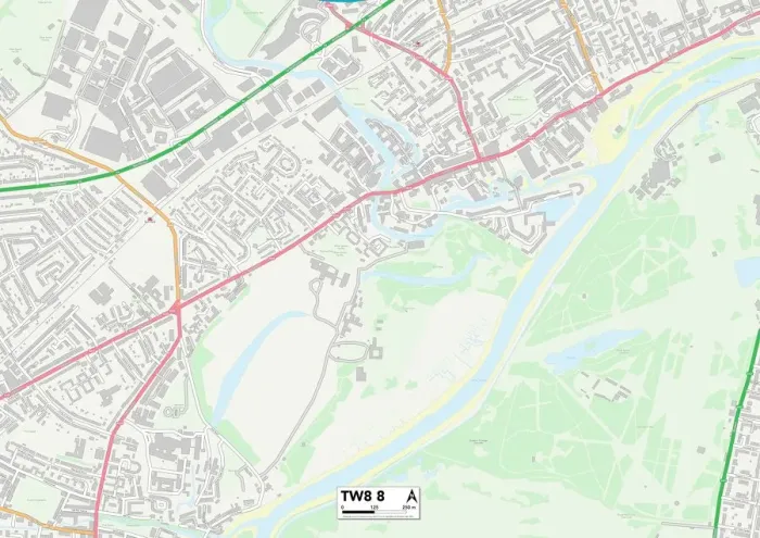 Gerahmter Druck : Hounslow TW8 8 Karte Gerahmter Druck : Hounslow TW8 8 Karte