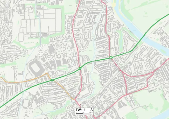 Gerahmter Druck : Richmond am Themse TW1 1 Karte Gerahmter Druck : Richmond am Themse TW1 1 Karte