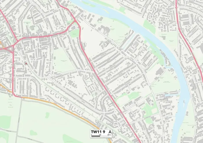 Gerahmter Druck : Richmond am Themse TW11 9 Karte Gerahmter Druck : Richmond am Themse TW11 9 Karte