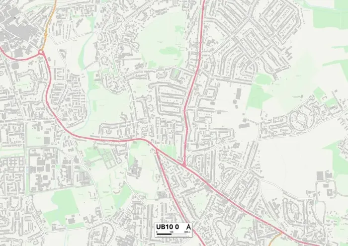 Gerahmter Druck : Hillingdon UB10 0 Karte Gerahmter Druck : Hillingdon UB10 0 Karte
