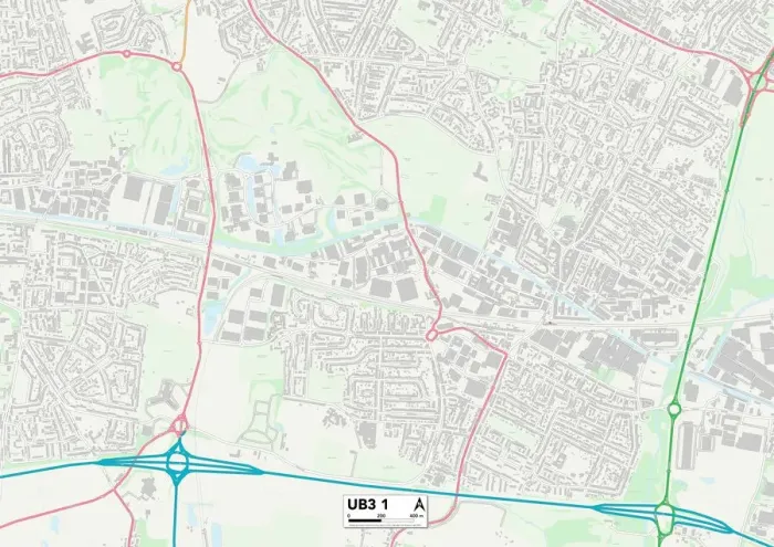 Gerahmter Druck : Hillingdon UB3 1 Karte Gerahmter Druck : Hillingdon UB3 1 Karte
