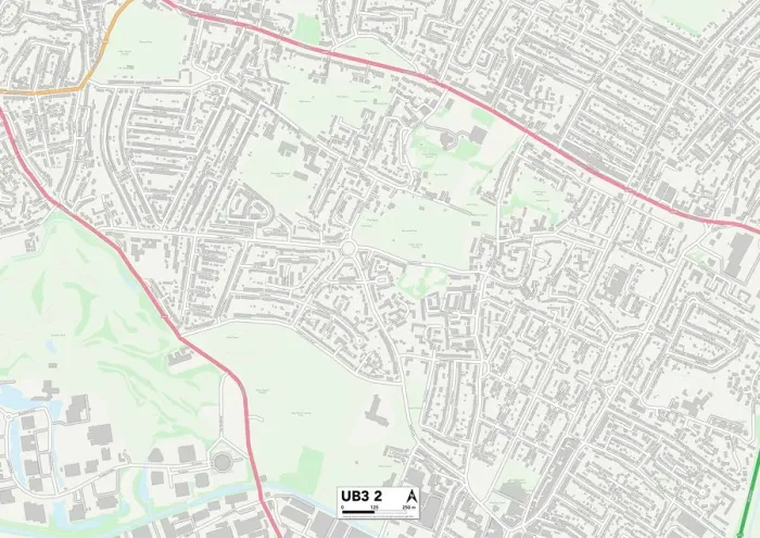 Gerahmter Druck : Hillingdon UB3 2 Karte Gerahmter Druck : Hillingdon UB3 2 Karte