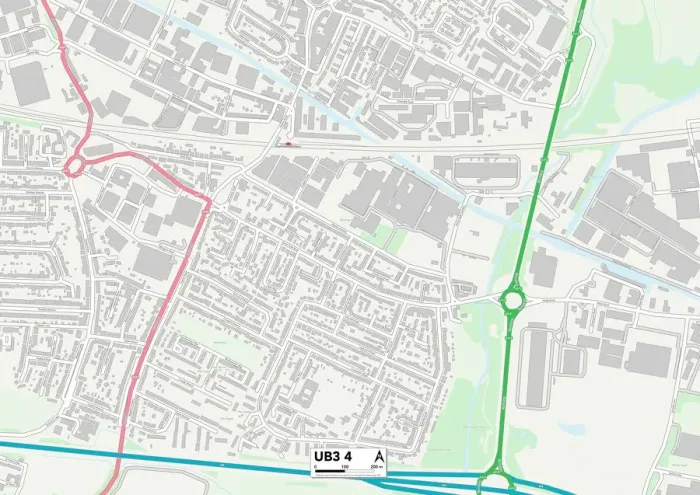 Gerahmter Druck : Hillingdon UB3 4 Karte Gerahmter Druck : Hillingdon UB3 4 Karte