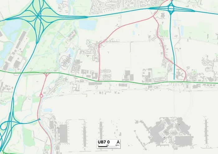 Gerahmter Druck : Hillingdon UB7 0 Karte Gerahmter Druck : Hillingdon UB7 0 Karte