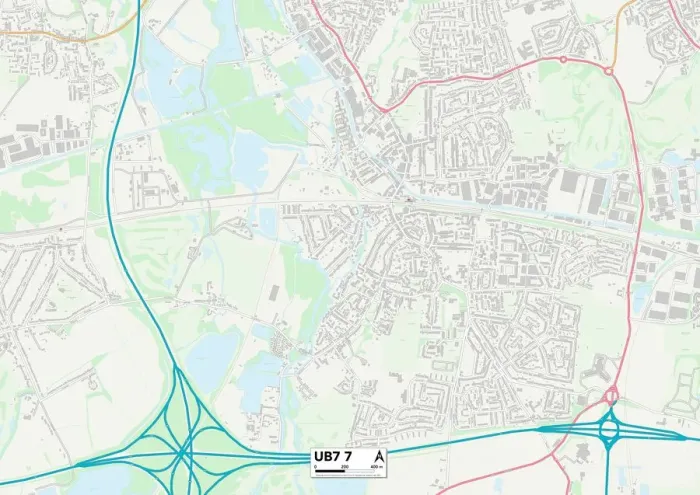 Gerahmter Druck : Hillingdon UB7 7 Karte Gerahmter Druck : Hillingdon UB7 7 Karte