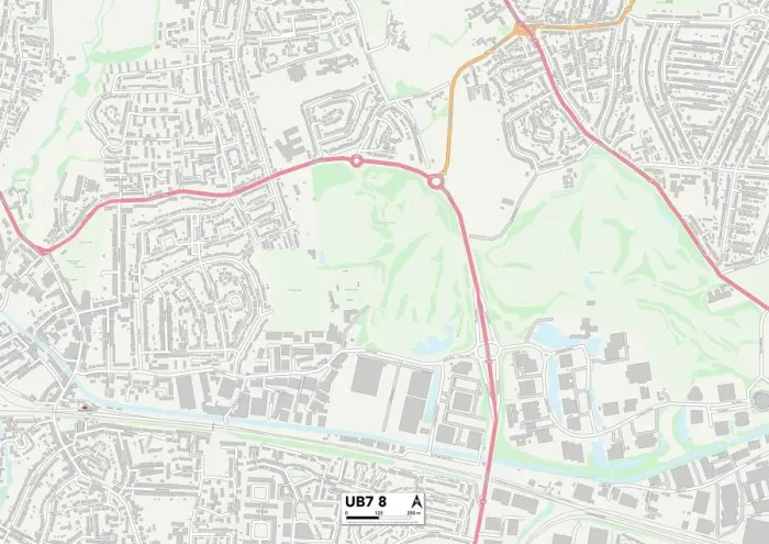 Gerahmter Druck : Hillingdon UB7 8 Karte Gerahmter Druck : Hillingdon UB7 8 Karte