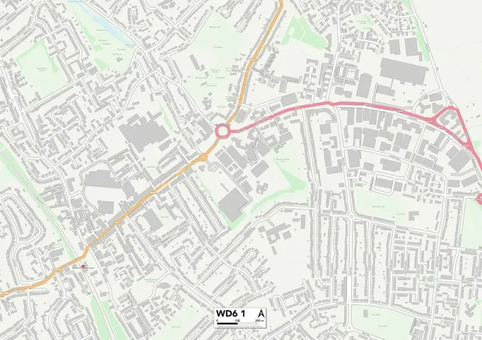 Gerahmter Druck : Hertsmere WD6 1 Karte Gerahmter Druck : Hertsmere WD6 1 Karte