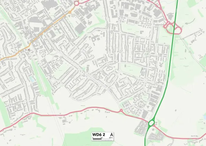 Gerahmter Druck : Hertsmere, WD6 2 Karte Gerahmter Druck : Hertsmere, WD6 2 Karte