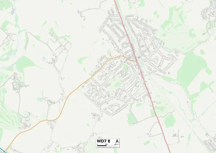 Gerahmter Druck : Hertsmere, WD7 8 Karte