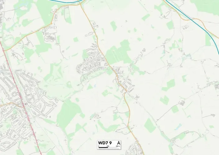 Gerahmter Druck : Hertsmere WD7 9 Karte Gerahmter Druck : Hertsmere WD7 9 Karte