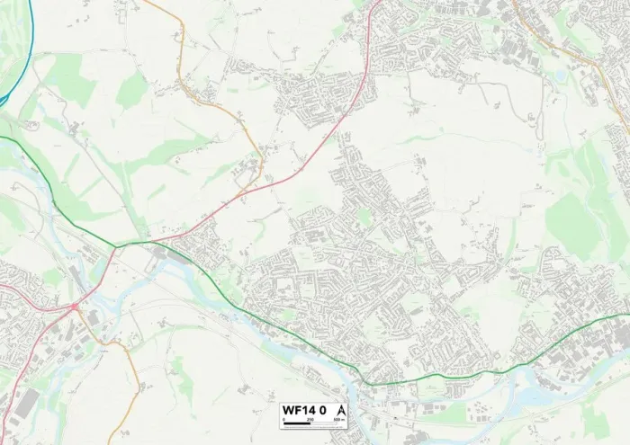 Gerahmter Druck : Kirklees,WF14,0,Karte Gerahmter Druck : Kirklees,WF14,0,Karte