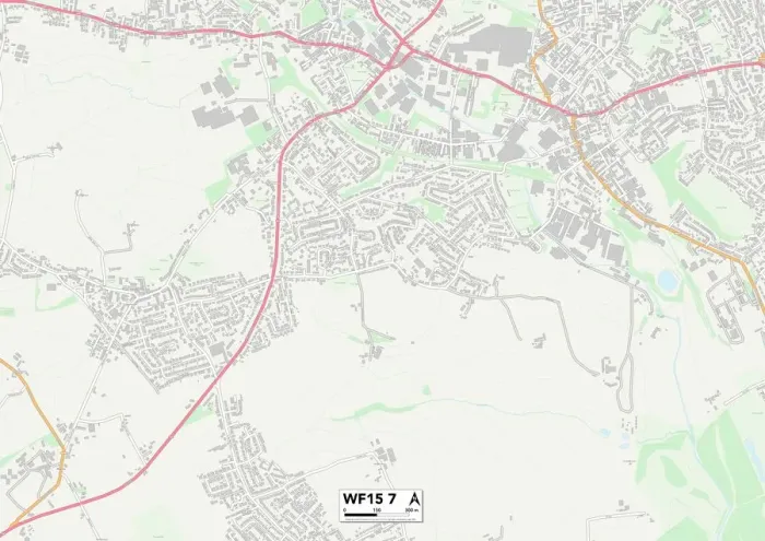 Gerahmter Druck : Kirklees,WF15,7,Karte Gerahmter Druck : Kirklees,WF15,7,Karte