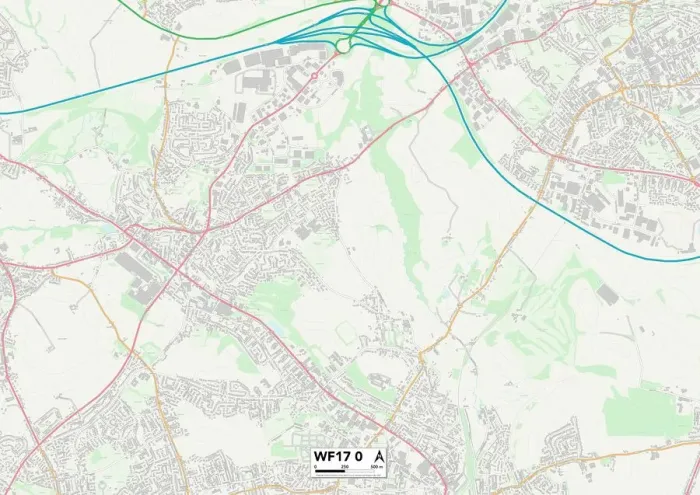 Gerahmter Druck : Kirklees,WF17,0,Karte Gerahmter Druck : Kirklees,WF17,0,Karte