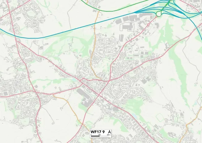 Gerahmter Druck : Kirklees,WF17,9,Karte