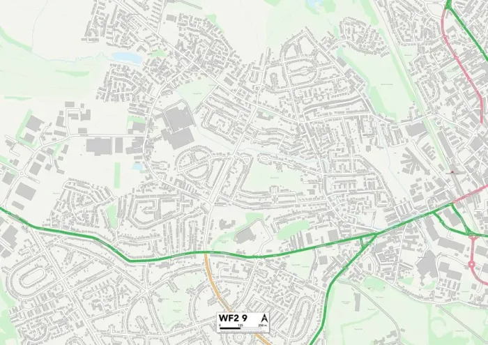 Gerahmter Druck : Wakefield WF2 9 Karte