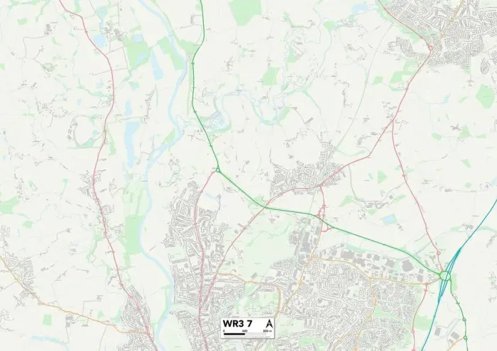 Gerahmter Druck : Worcester WR3 7 Karte