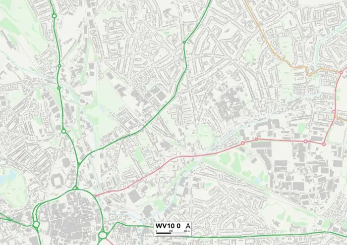 Gerahmter Druck : Wolverhampton WV10 0 Karte