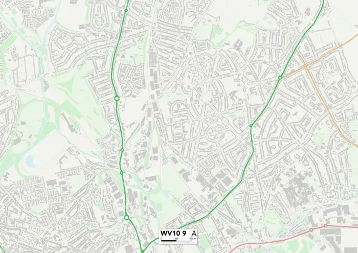 Gerahmter Druck : Wolverhampton WV10 9 Karte Gerahmter Druck : Wolverhampton WV10 9 Karte