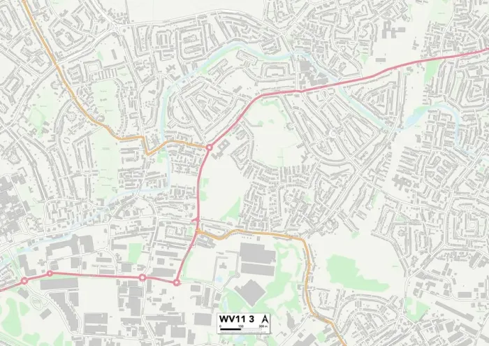 Gerahmter Druck : Wolverhampton WV11 3 Karte