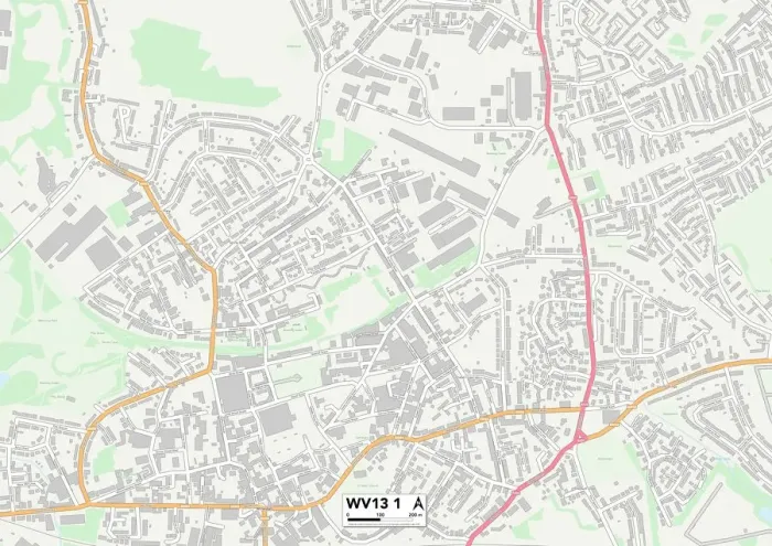 Gerahmter Druck : Wolverhampton WV13 1 Karte