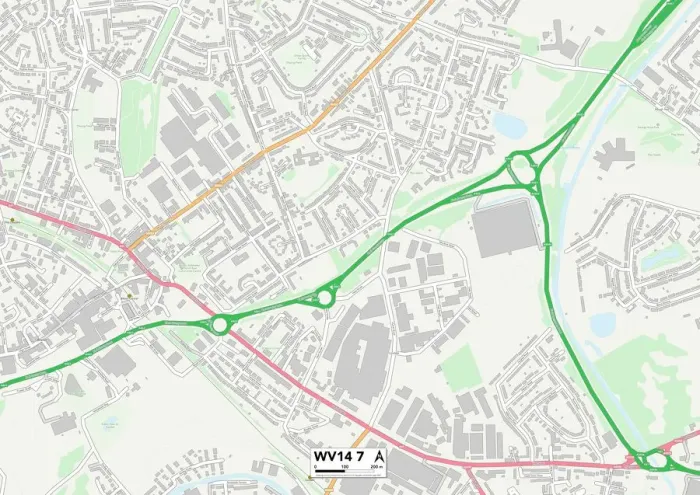Gerahmter Druck : Wolverhampton WV 14 7 Karte